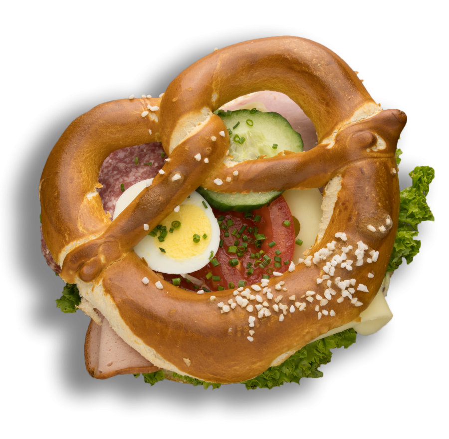 Snackbreze mit Wurst-Käse