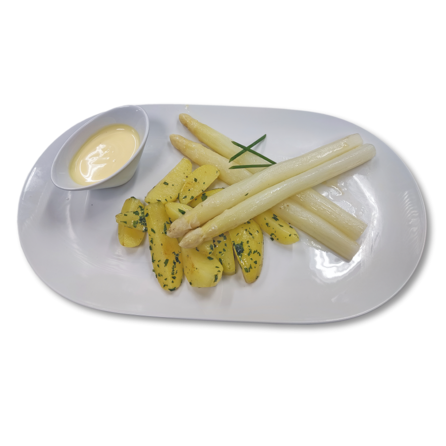 Spargel mit Petersilienkartoffeln und Sauce Hollandaise